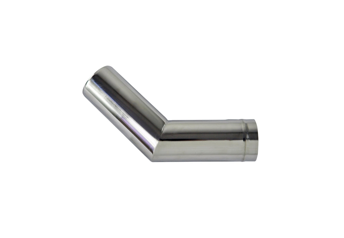 Winnerwell coude 45° poêle de tente en acier inoxydable, pièce brillante vue de côté