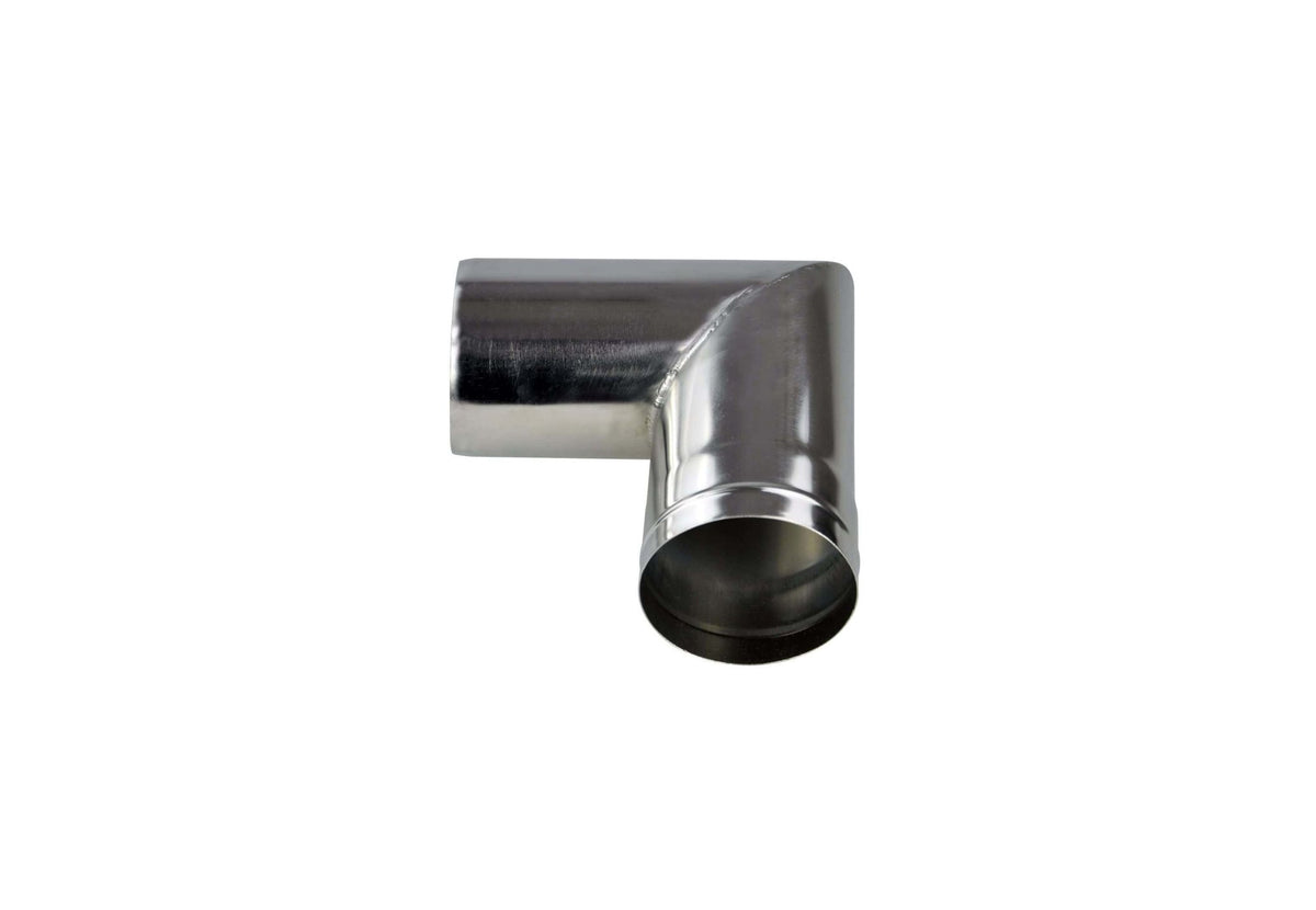 Tube Winnerwell 90° vu de biais depuis l'avant, avec vue dans l'ouverture ronde