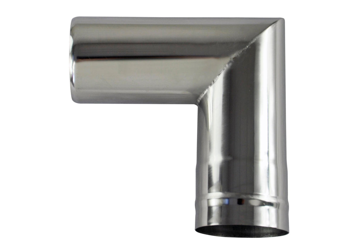 Winnerwell coude 90° inox, pièce brillante à angle droit vue de côté
