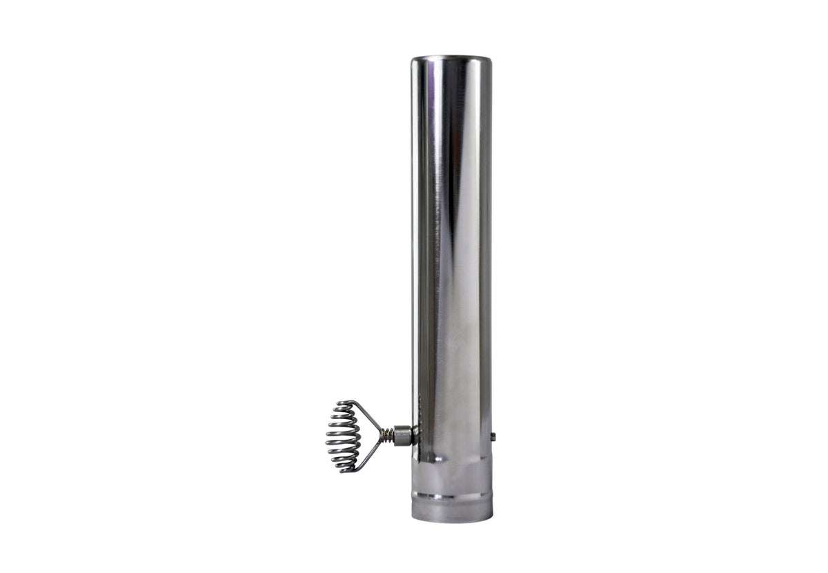 Winnerwell Airflow Controller vu de biais avec la poignée en spirale à gauche du tuyau
