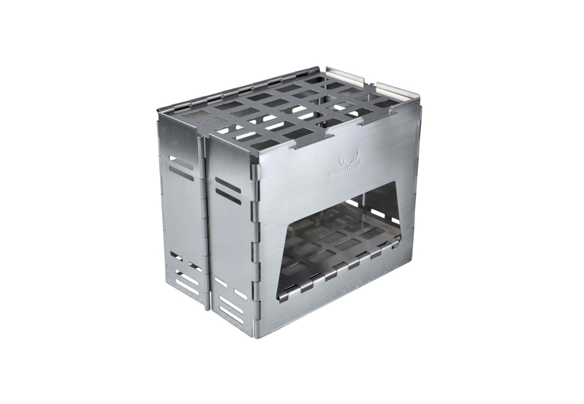 Winnerwell Backpack Stove, réchaud rectangulaire en inox avec grille sur le dessus et façade ouverte