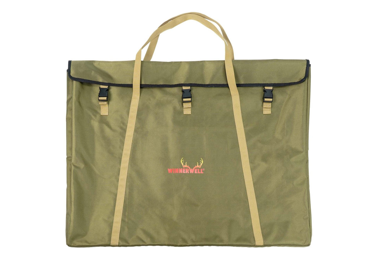 Winnerwell sac de transport brasero plat, sac vert plat avec longues anses beiges et boucles