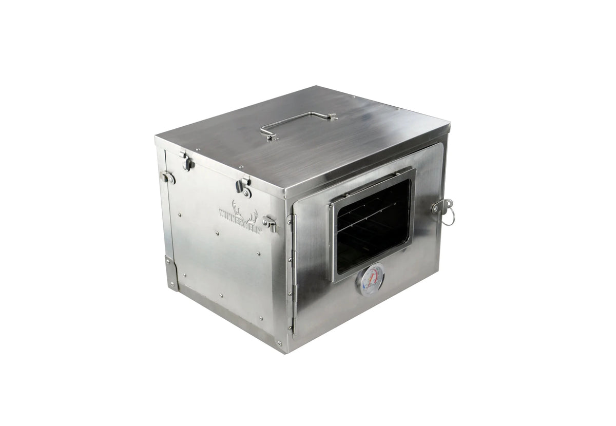 Winnerwell Fastfold Oven, four de camping en inox avec hublot dans la porte et poignée sur le dessus