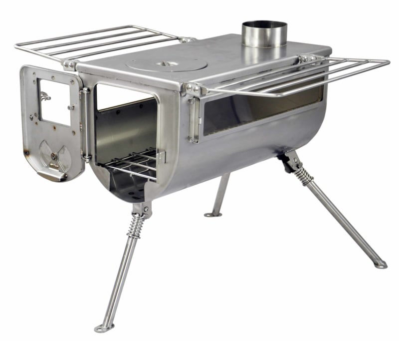 Winnerwell Woodlander Double View porte ouverte avec vue sur la grille dans la chambre de combustion