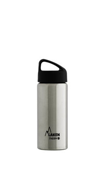 Bouteille isotherme Laken Classic au format moyen, bouchon noir avec boucle de transport