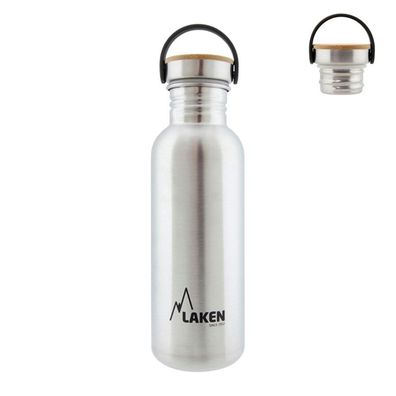 Gourde Laken à bouchon en bambou en version haute et fine, bouchon séparé à côté