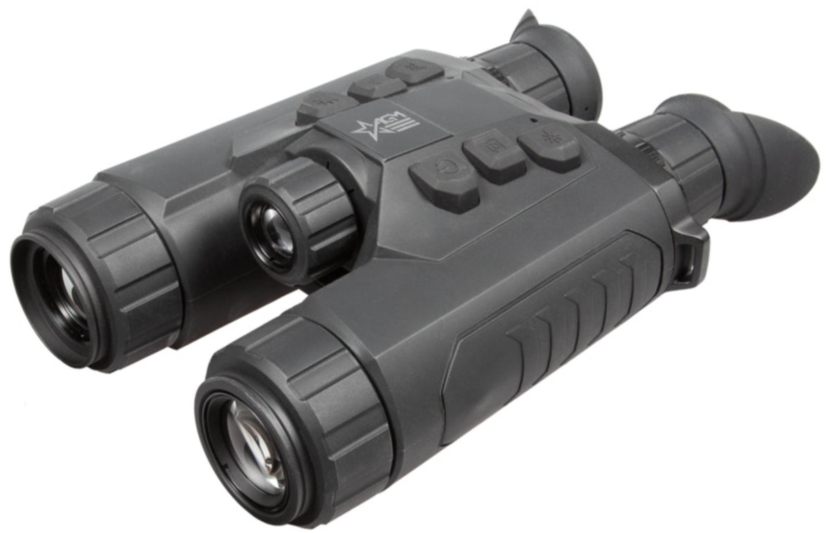 AGM ObservIR LRF 25-256 caméra thermique et vision nocturne, vue de biais avec objectifs et boutons de commande