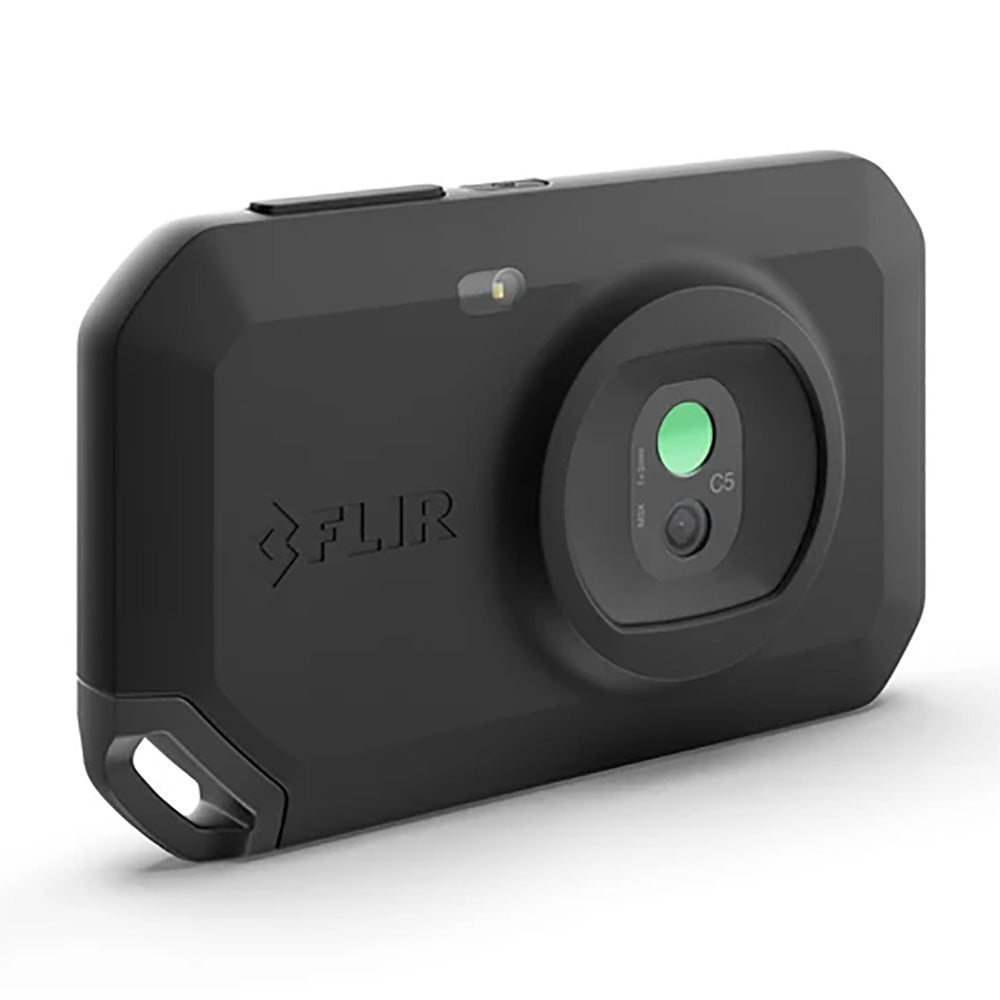 FLIR C5 côté objectif noir avec logo, nom du modèle et dragonne