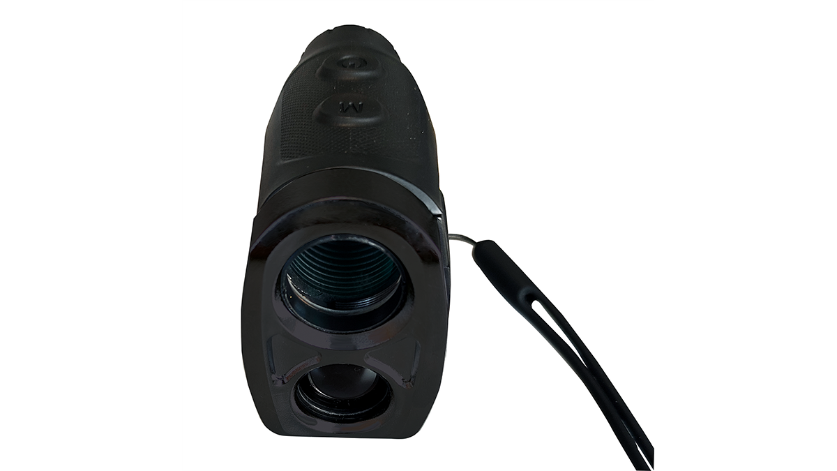 Konus RF-1200 vu de face avec les deux lentilles et dragonne noire