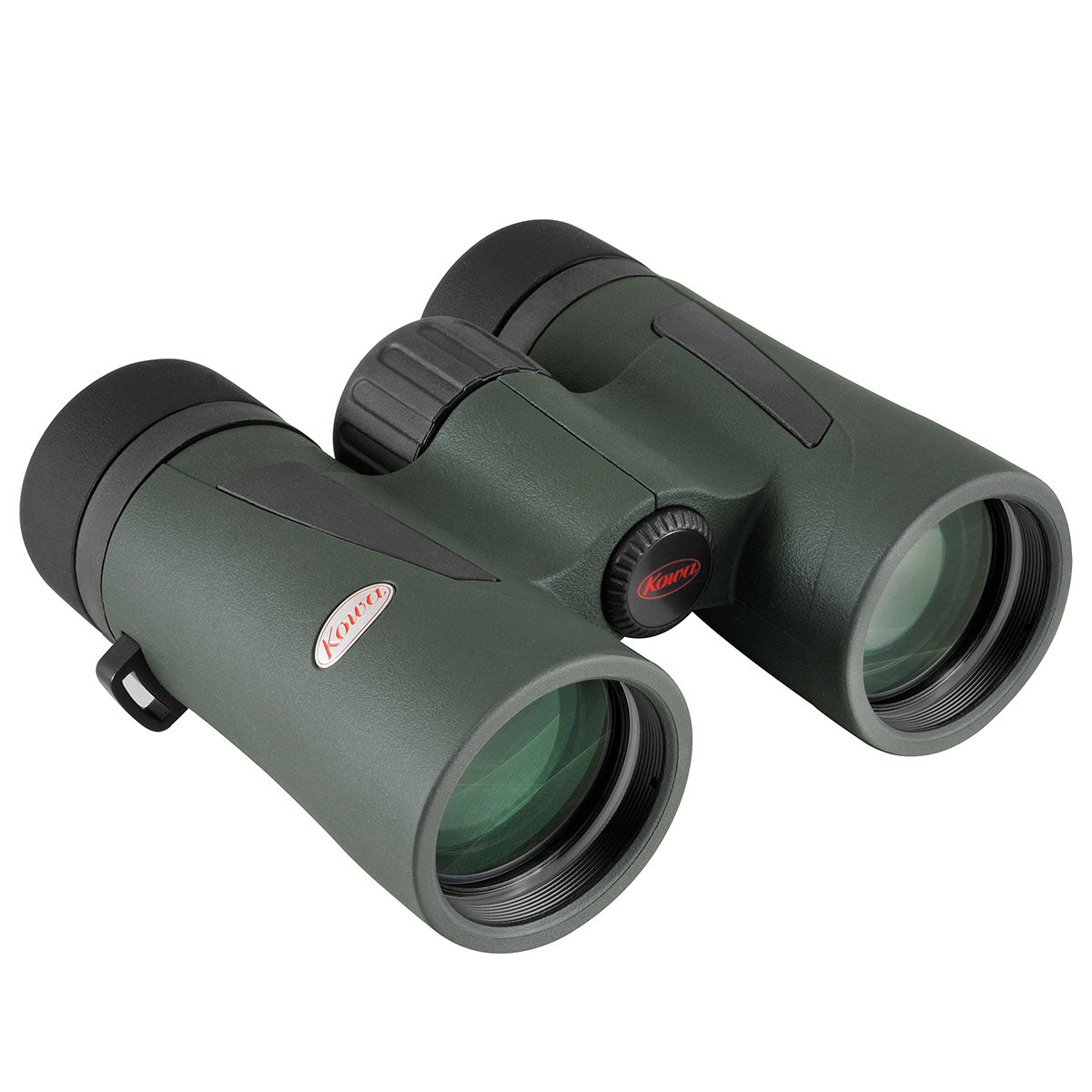 Kowa BDIII 10x32 XD de trois quarts avant avec les objectifs et le logo Kowa
