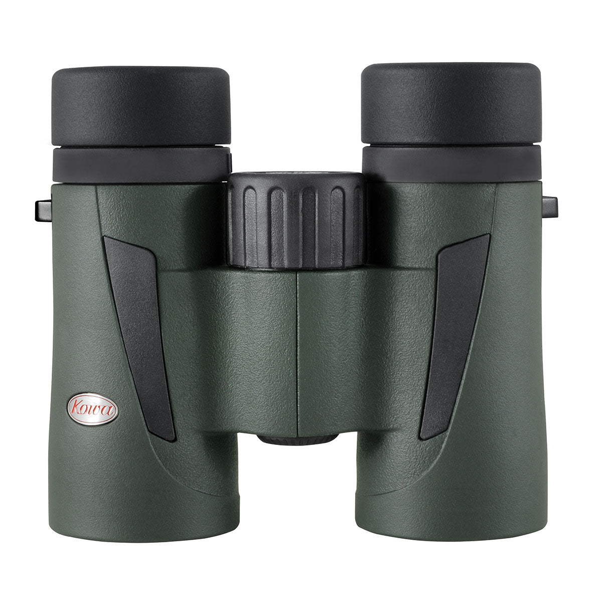 Kowa BDIII 10x32 jumelles en vert avec bonnettes noires et logo Kowa rouge, debout