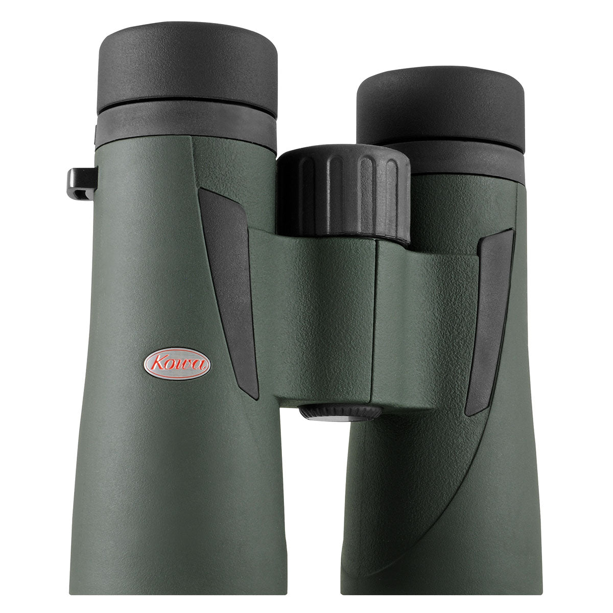 Kowa BDIII 10x42 XD de l'autre côté, avec le logo Kowa et l'œillet de la sangle
