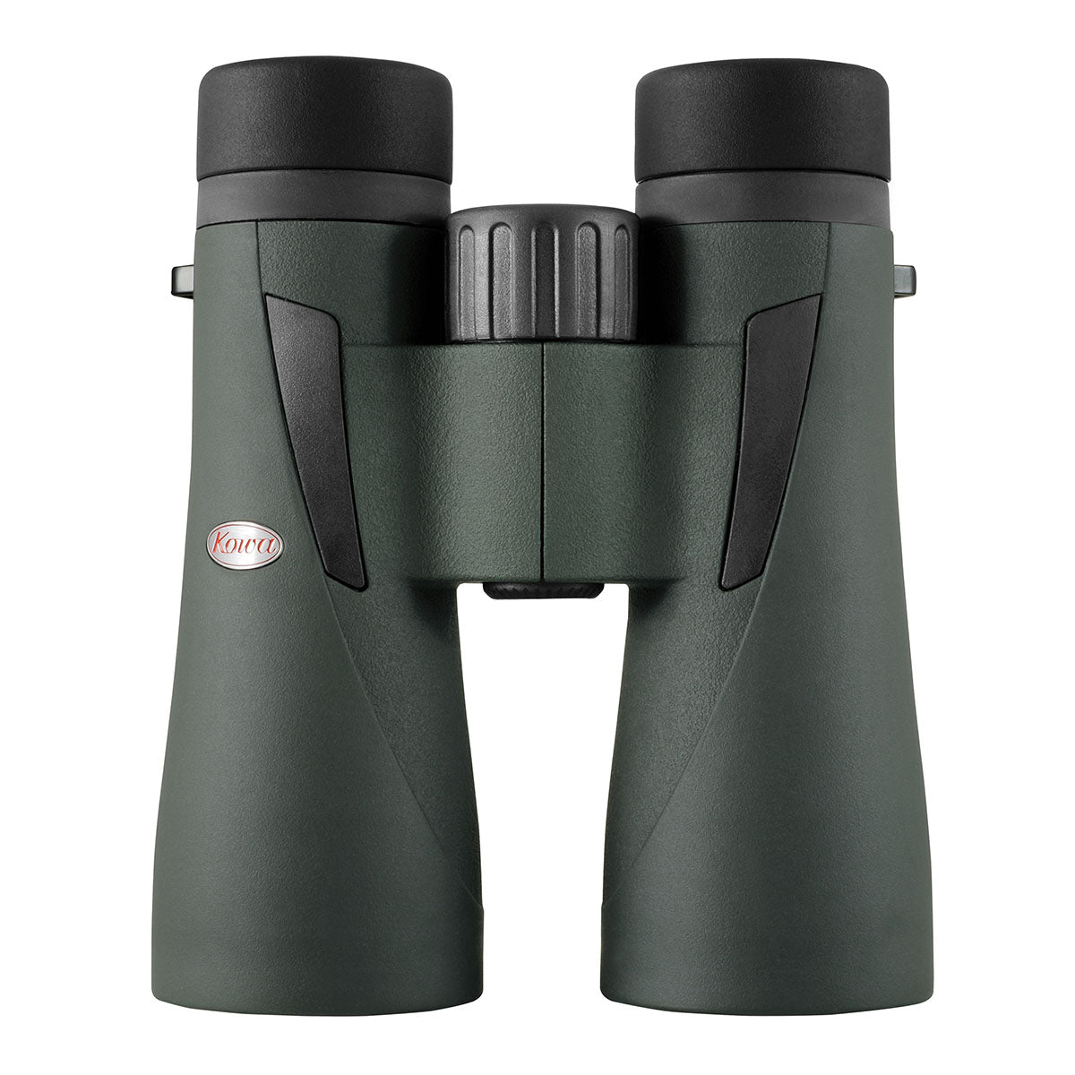 Kowa BDIII 10x50 jumelles en vert, debout avec bonnettes noires et logo Kowa