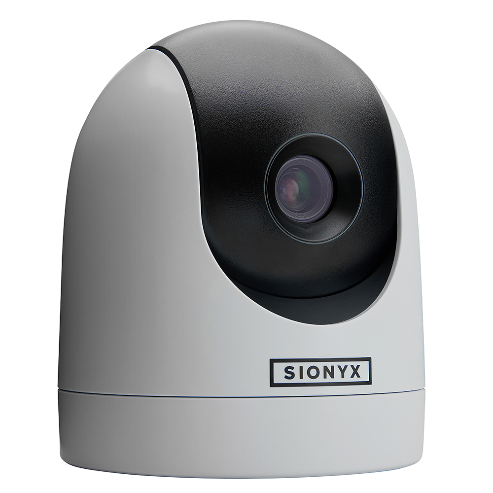 Caméra SiOnyx Nightwave gris clair, de trois quarts avant avec l'objectif tourné vers la droite