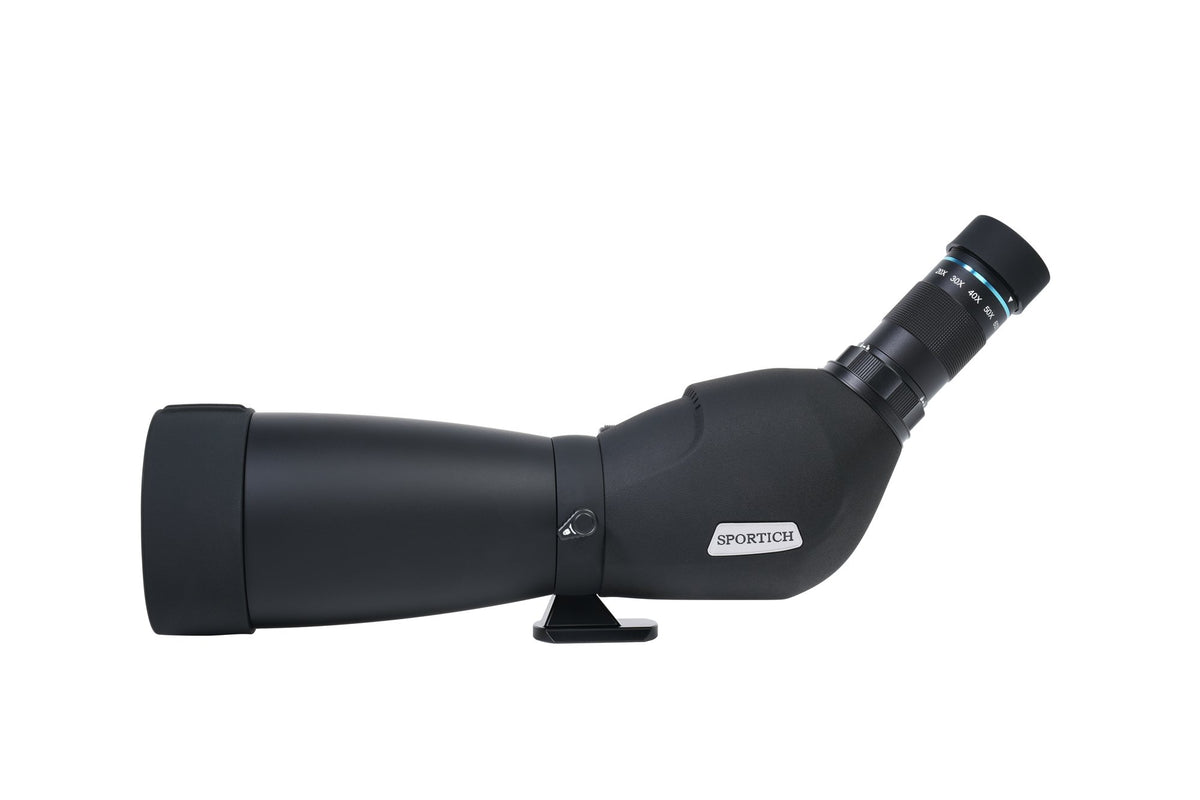 Sirui Sportich S6080A-BK longue-vue noire avec oculaire coudé, vue de côté