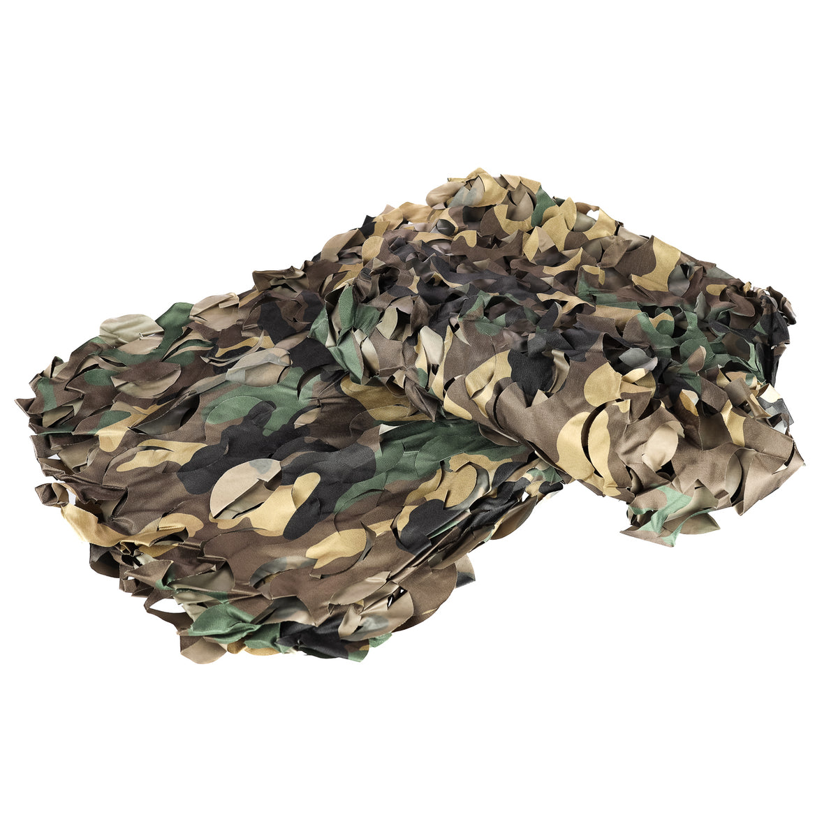 Filet de camouflage Buteo 3D Leafs Woodland vu de biais d'en haut, filet plié vert, marron et noir