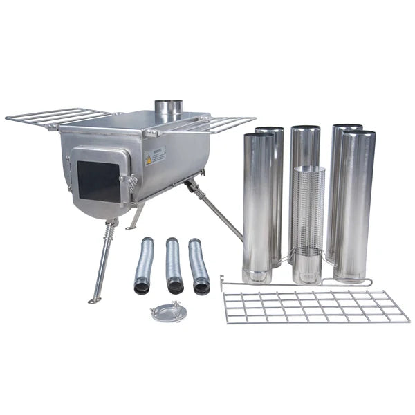 Winnerwell Woodlander Plus External Air poêle de tente avec tuyaux de cheminée, tubes courts et grille