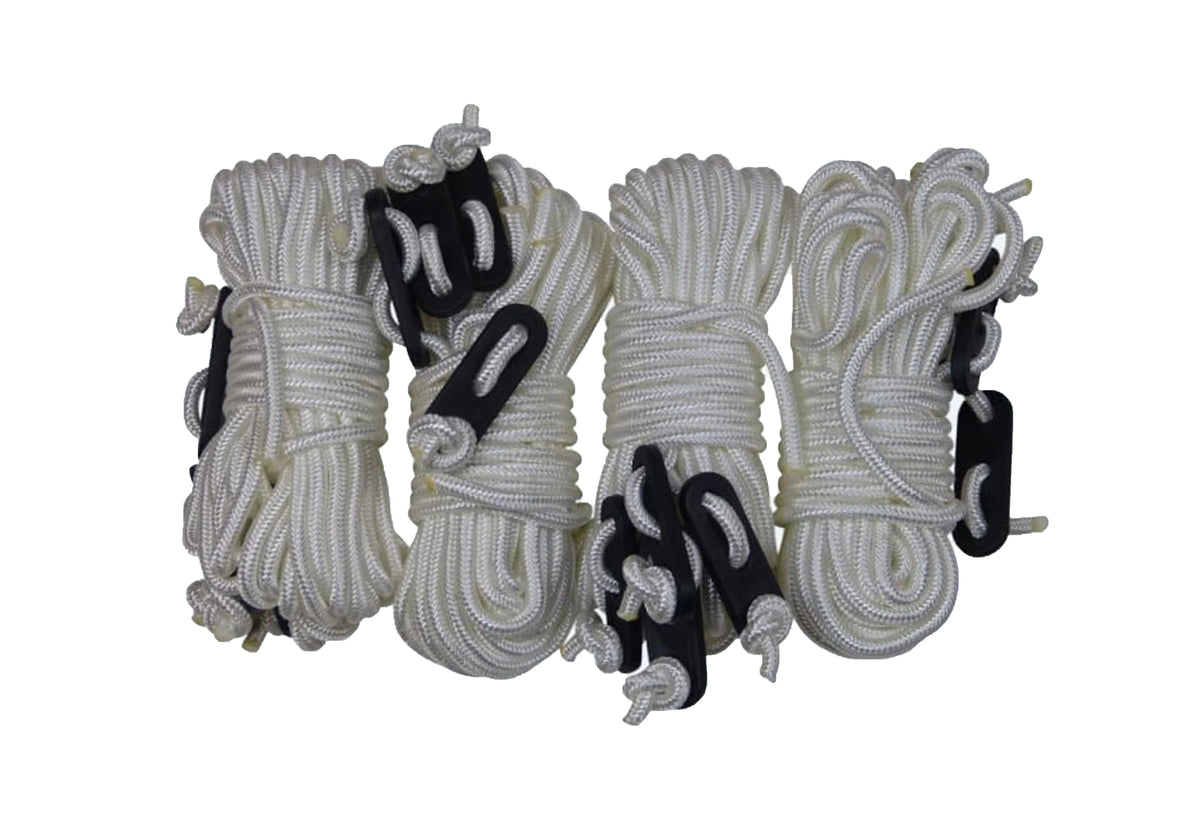 kit de haubans en nylon 5 mm, quatre cordes blanches enroulées avec tendeurs noirs