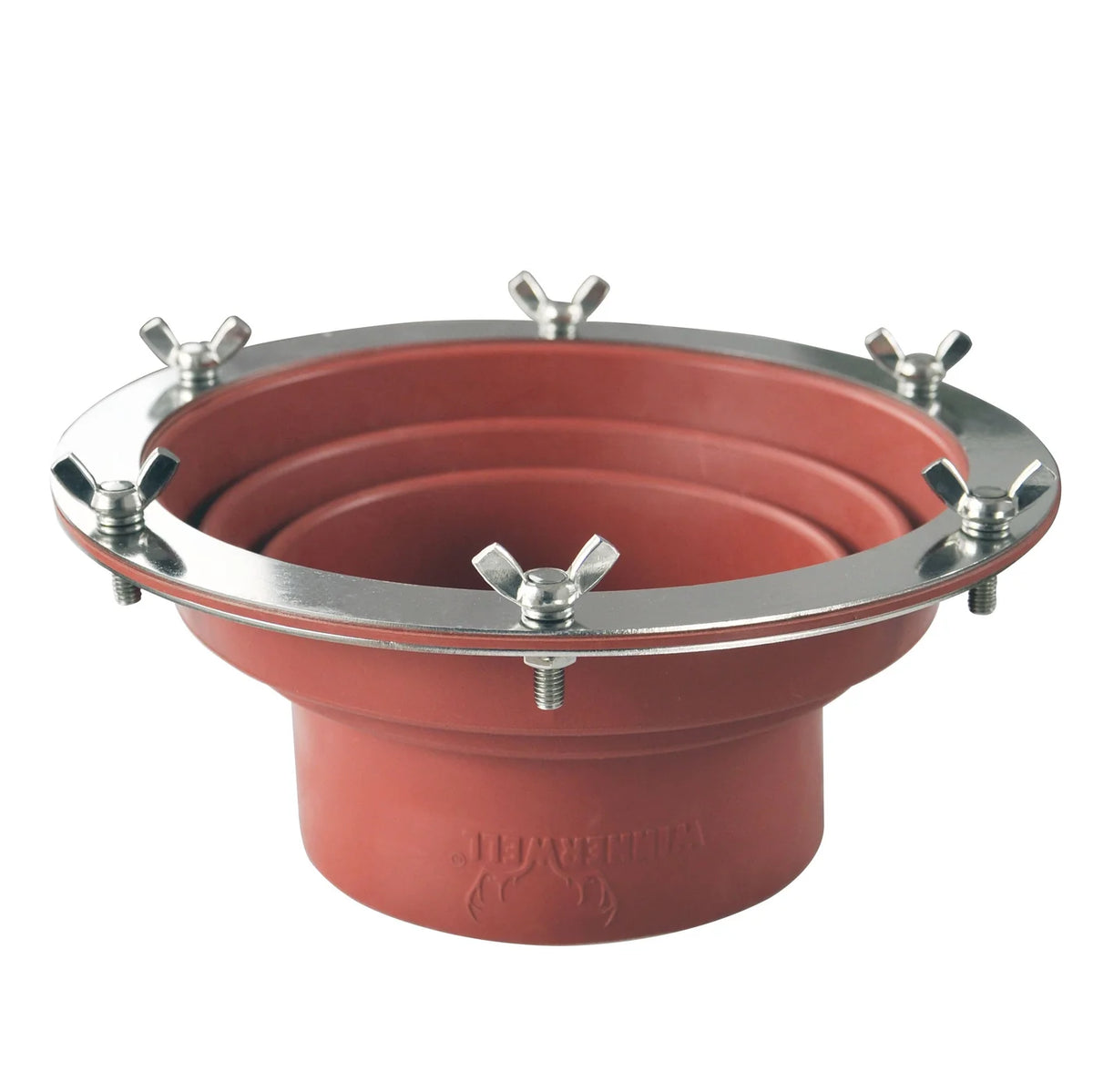 Winnerwell Flashing Kit vu de dessus, anneau métallique à écrous papillon sur le joint rouge