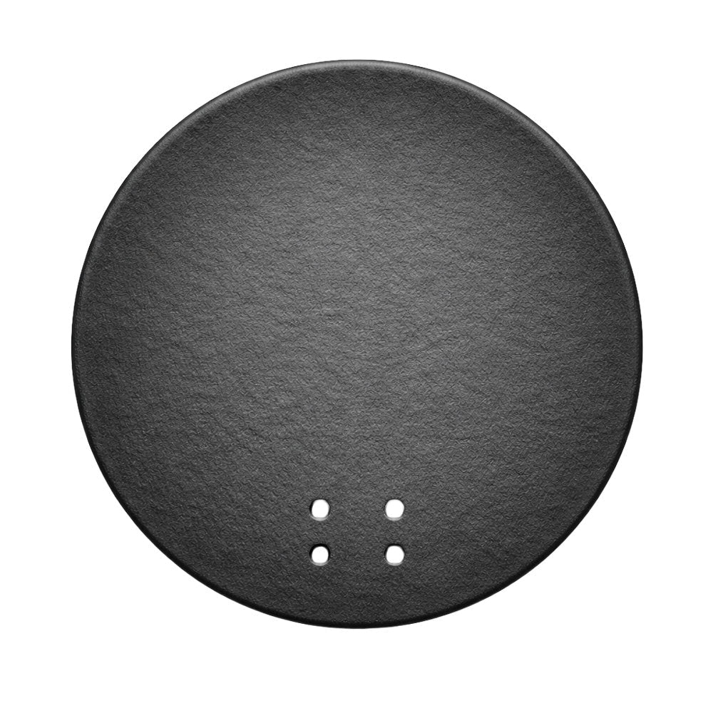 Plaque de cuisson Broer Outdoor Vortex, une plaque ronde noire avec quatre petits trous, vue du dessus