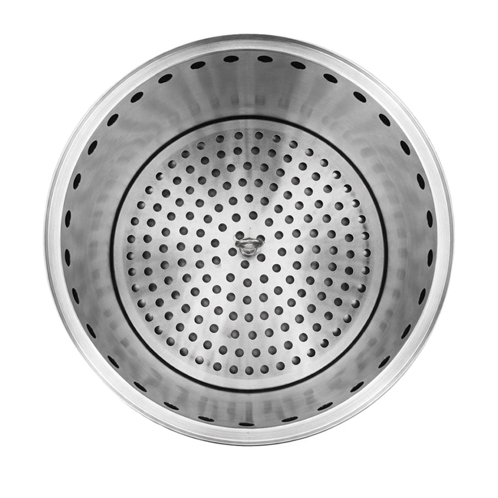 Broer Outdoor Vortex vu du dessus, l'intérieur avec fond perforé et trous dans la paroi