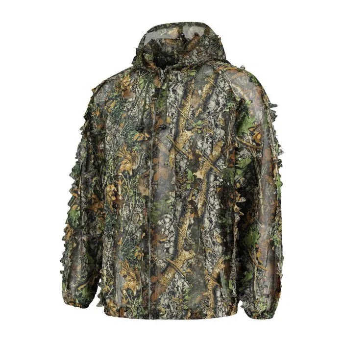 Combinaison camouflage deux pièces, la veste à capuche à motif feuillage avec feuilles libres