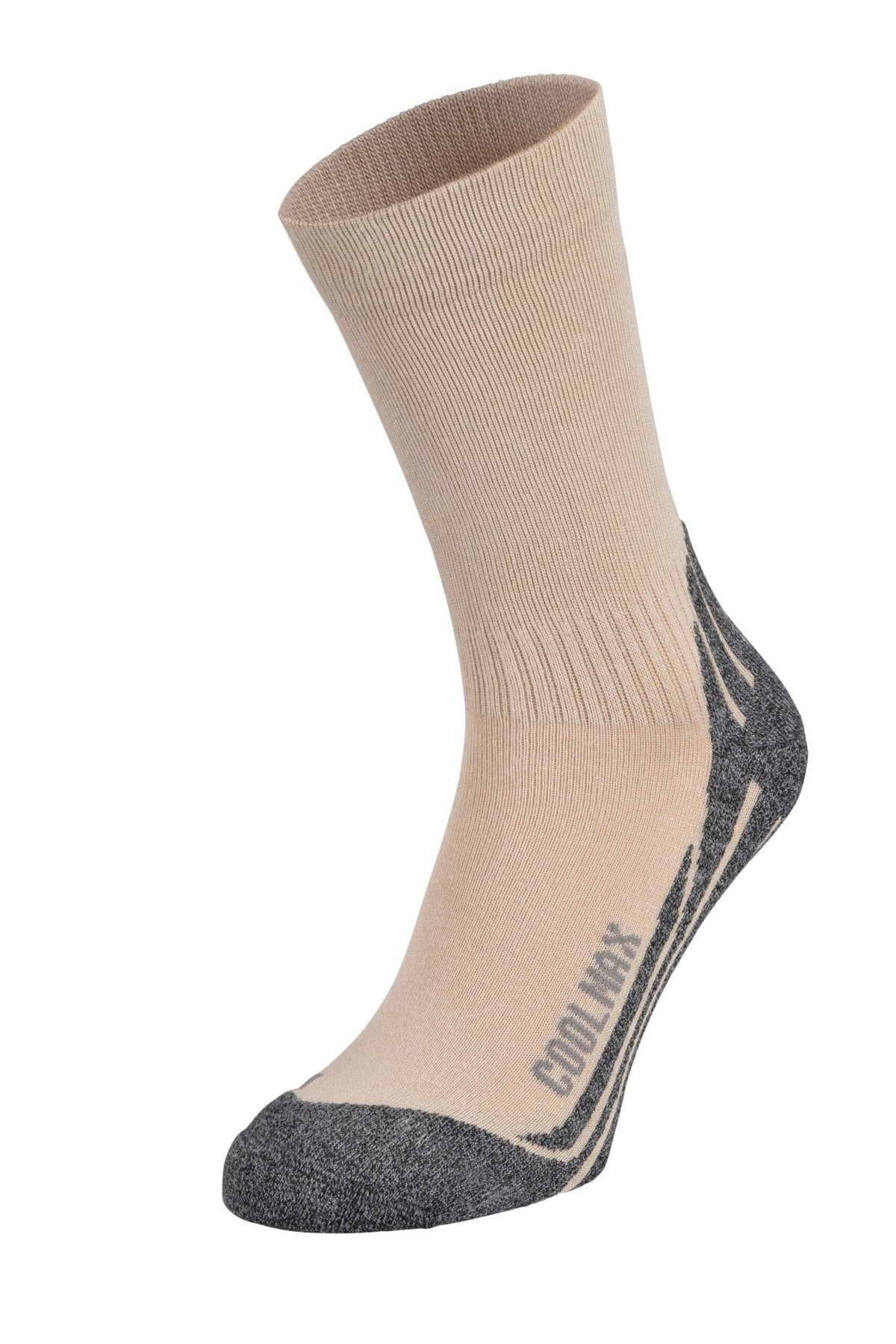 Chaussette Care Plus Bugsox Traveller beige avec talon et pointe gris, vue de côté