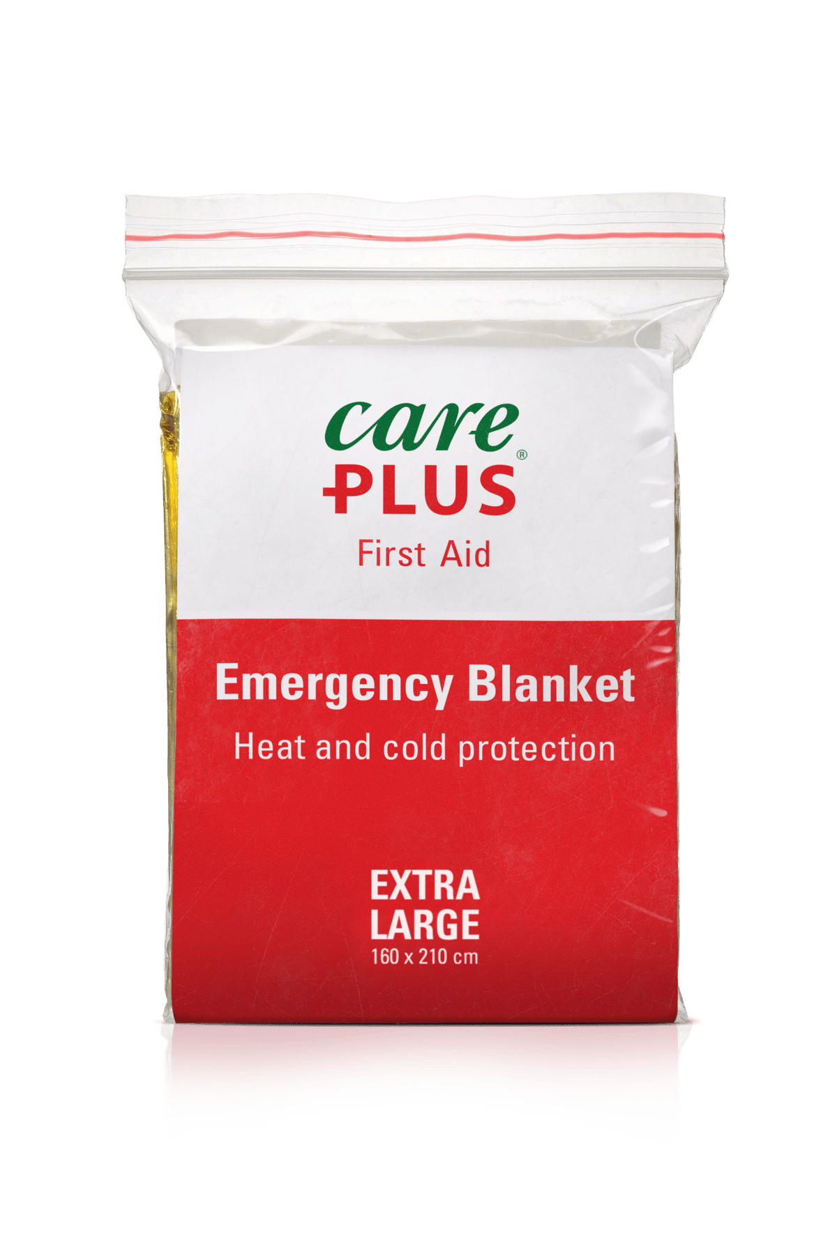 Care Plus Emergency Blanket, couverture de survie en sachet refermable rouge et blanc, extra large