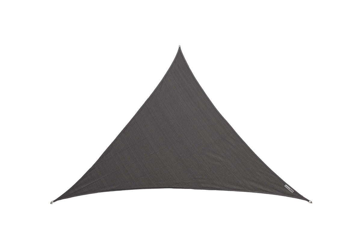 voile d'ombrage CoolAir triangulaire anthracite, bien tendue sur fond blanc