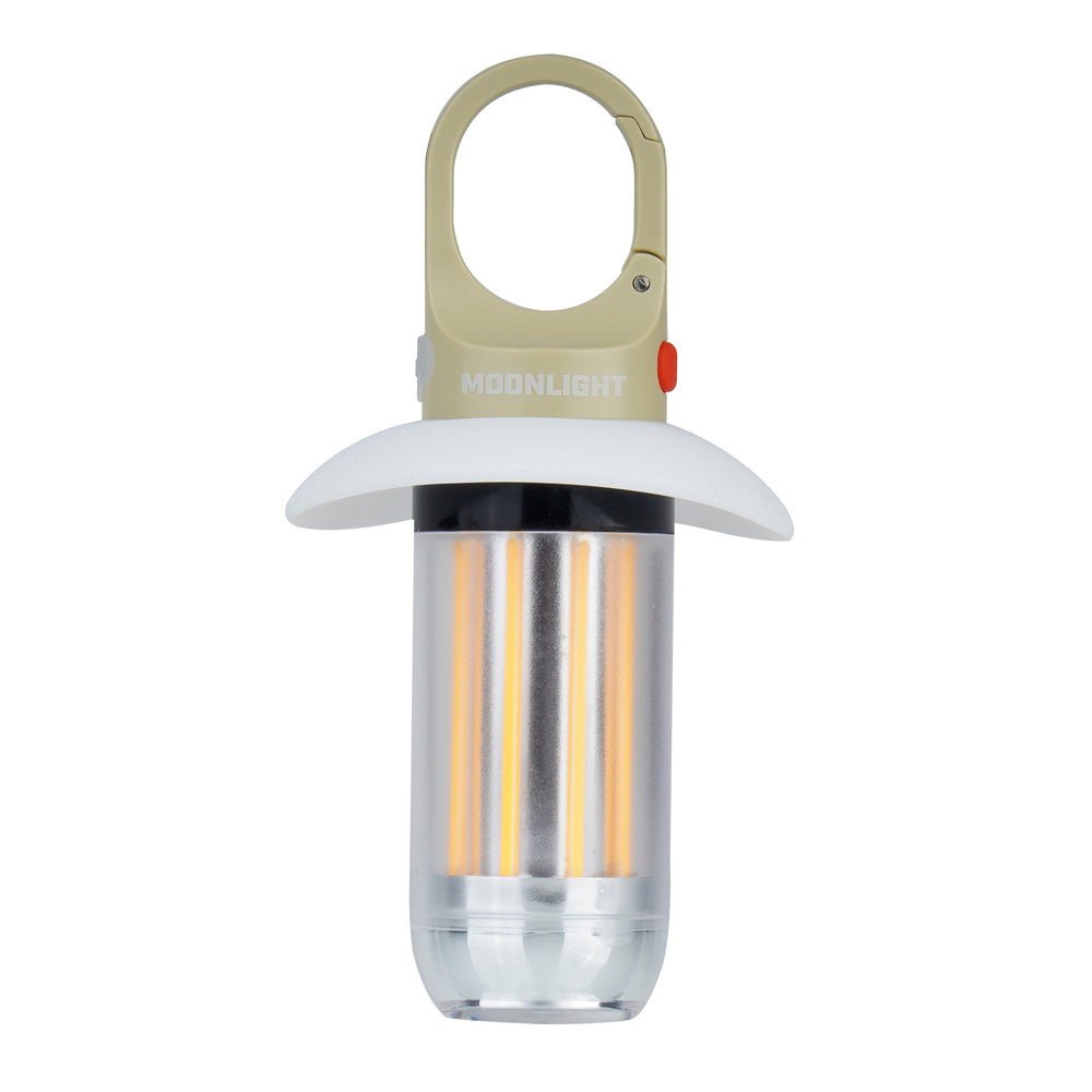 Falcon Eye Moonlight lampe de camping avec mousqueton, abat-jour blanc et bandes LED orange lumineuses