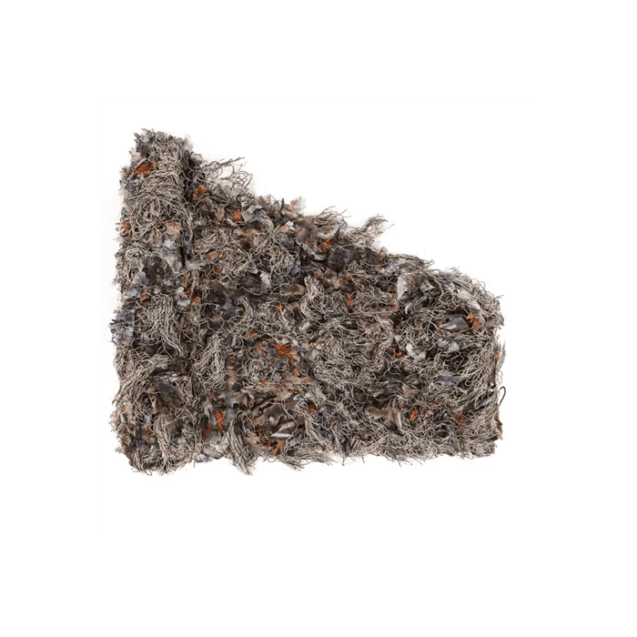 Filet de camouflage hybride Buteo marron et gris avec structure de feuilles effilochée