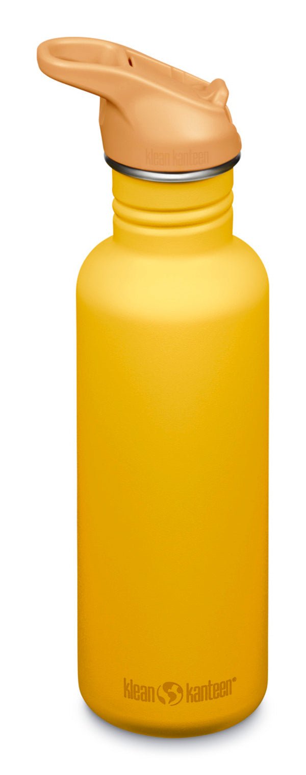 Bouteille Klean Kanteen Classic jaune avec bouchon sport orange clair