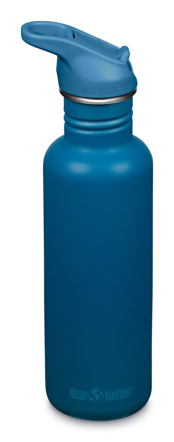 Bouteille Klean Kanteen Classic bleu pétrole avec bouchon sport bleu