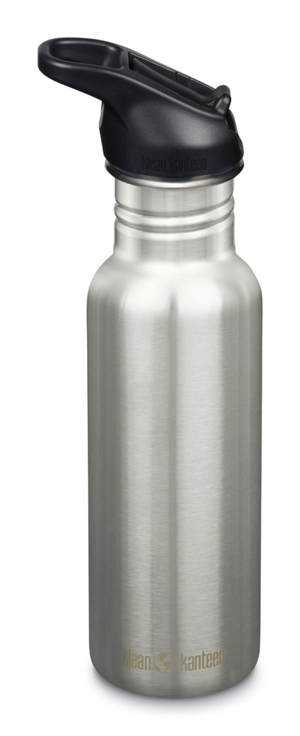 Klean Kanteen Classic Narrow 532 ml, gourde en acier brossé avec bouchon Flip Seal Sport noir