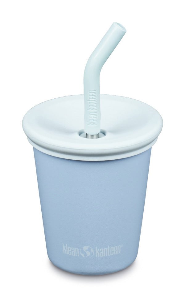 Klean Kanteen Kid Cup bleu clair avec couvercle blanc et paille bleu clair