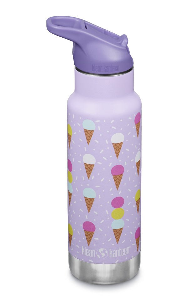 Klean Kanteen Kid Kanteen isotherme lilas à motif glaces et bouchon sport violet