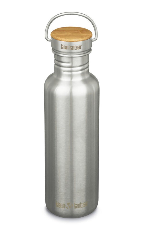 Klean Kanteen Reflect 27oz, bouteille en acier brossé avec bouchon en bambou et anse
