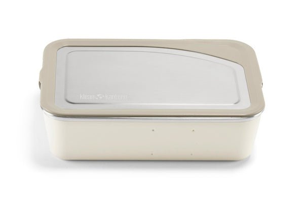 Klean Kanteen Rise Big Meal Box blanc crème avec couvercle en métal et bord beige