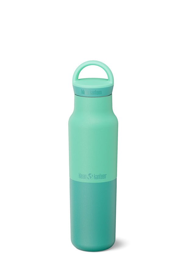 Gourde Klean Kanteen Rise Classic vert menthe, bicolore avec boucle sur le bouchon