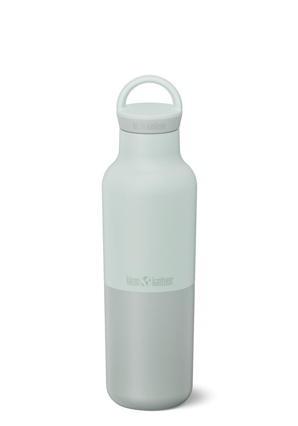Bouteille Klean Kanteen Rise Classic menthe clair avec bas gris, vue de face