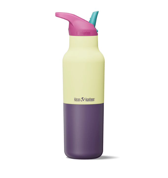 Klean Kanteen Rise Classic Kaleidoscope jaune clair et violet avec bouchon sport rose