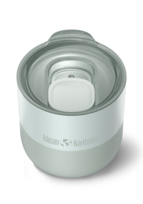Klean Kanteen Rise Lowball tasse gris clair avec couvercle coulissant transparent