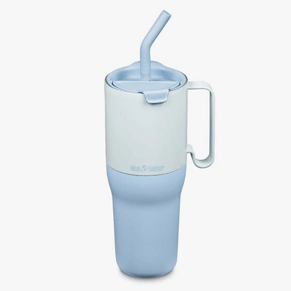 Klean Kanteen Rise Tumbler 1065 ml bleu clair avec paille dans le couvercle et poignée