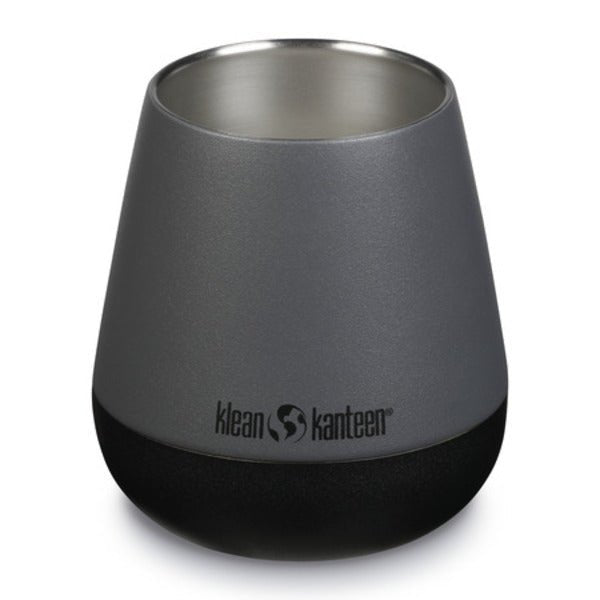 Klean Kanteen Rise Wine Tumbler gris avec pied noir et logo