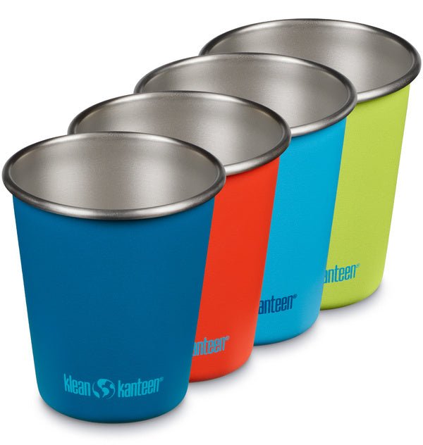 Klean Kanteen Steel Cup, quatre gobelets bleu, orange, bleu clair et vert lime