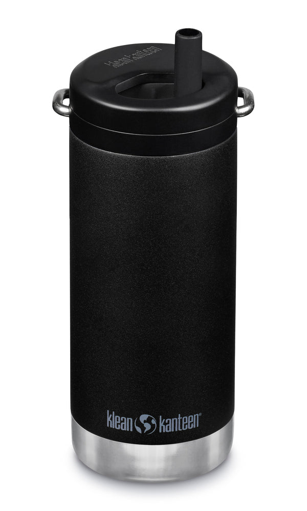 Klean Kanteen TKWide Twist Cap noire avec paille et deux petites anses