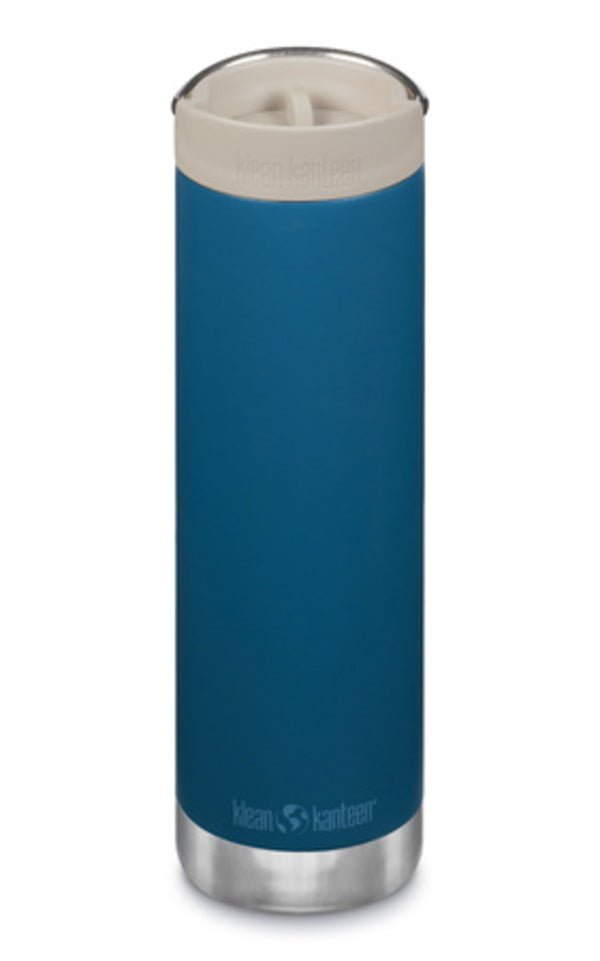 Klean Kanteen TKWide 592 ml bleu pétrole avec Café Cap beige