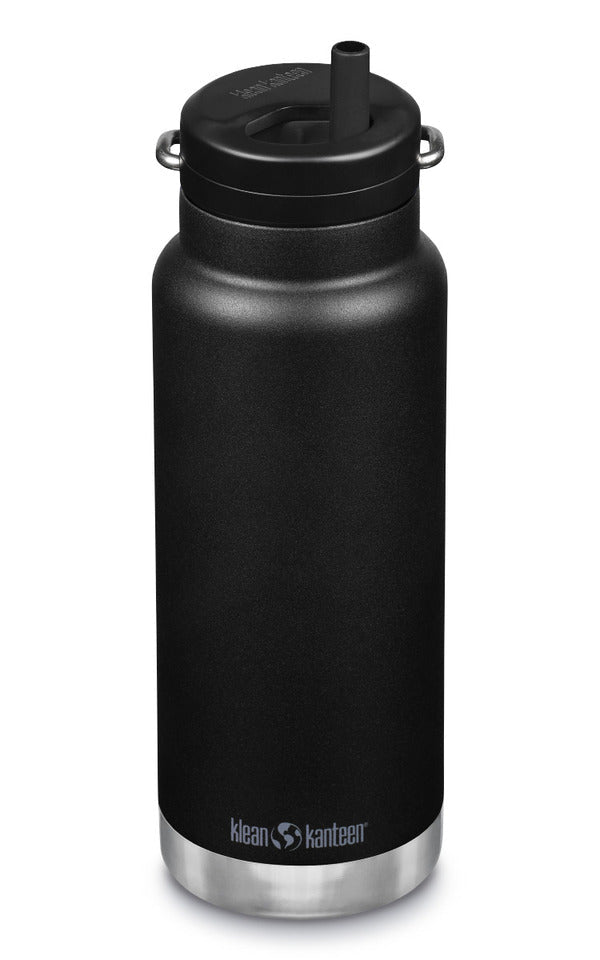 Klean Kanteen TKWide 946ml Twist Cap noire avec paille et base en acier