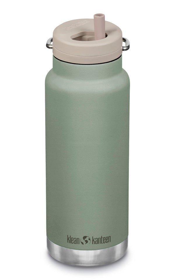 Klean Kanteen TKWide 946 ml vert sauge avec bouchon Twist beige et paille