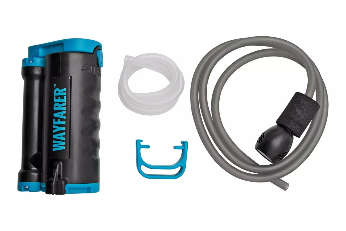 Lifesaver Wayfarer avec pièces détachées, tuyau transparent, clip bleu et tuyau d'aspiration gris